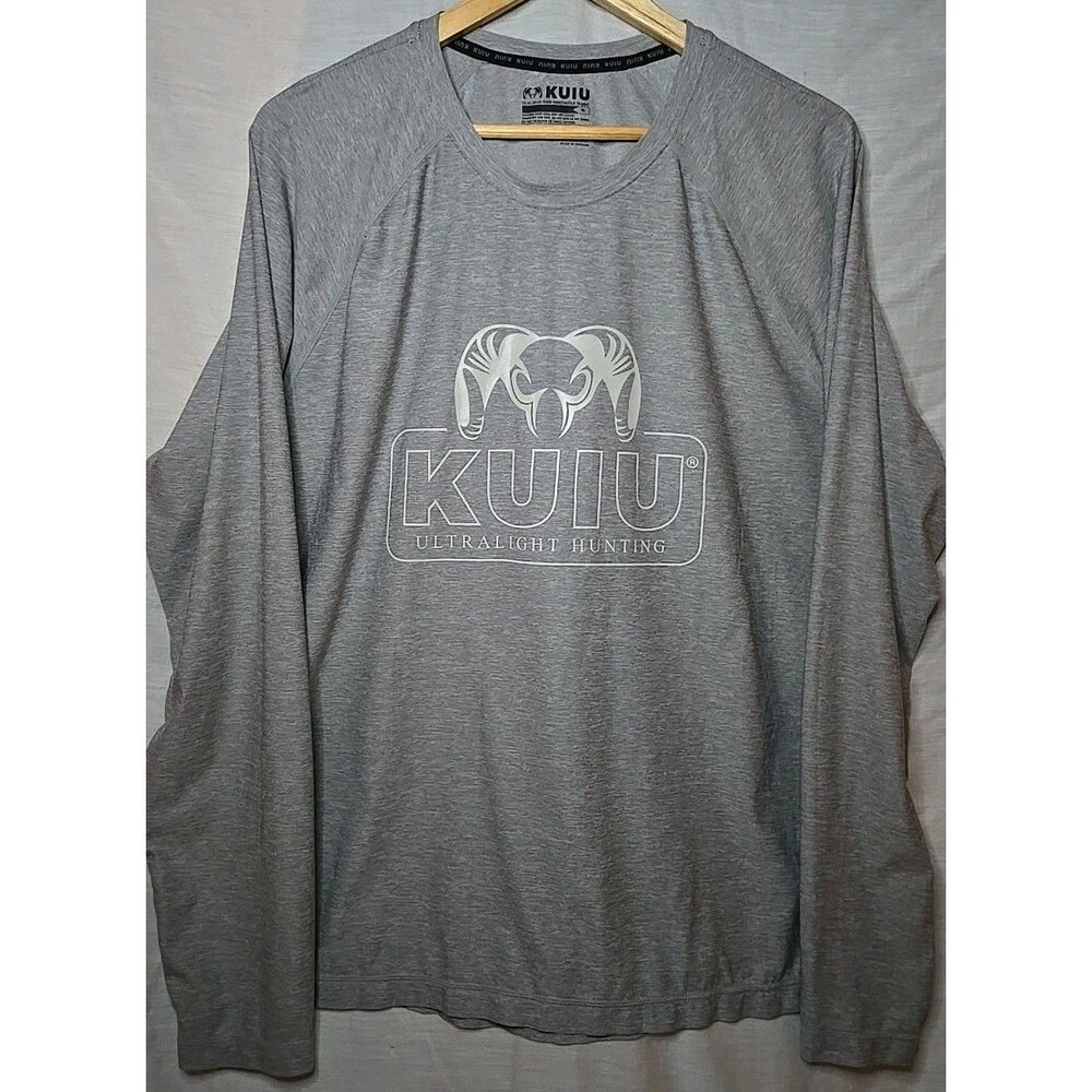 KUIU Ultralight Hunting graphic Long Sleeve T-shirt, Gray, Size XL